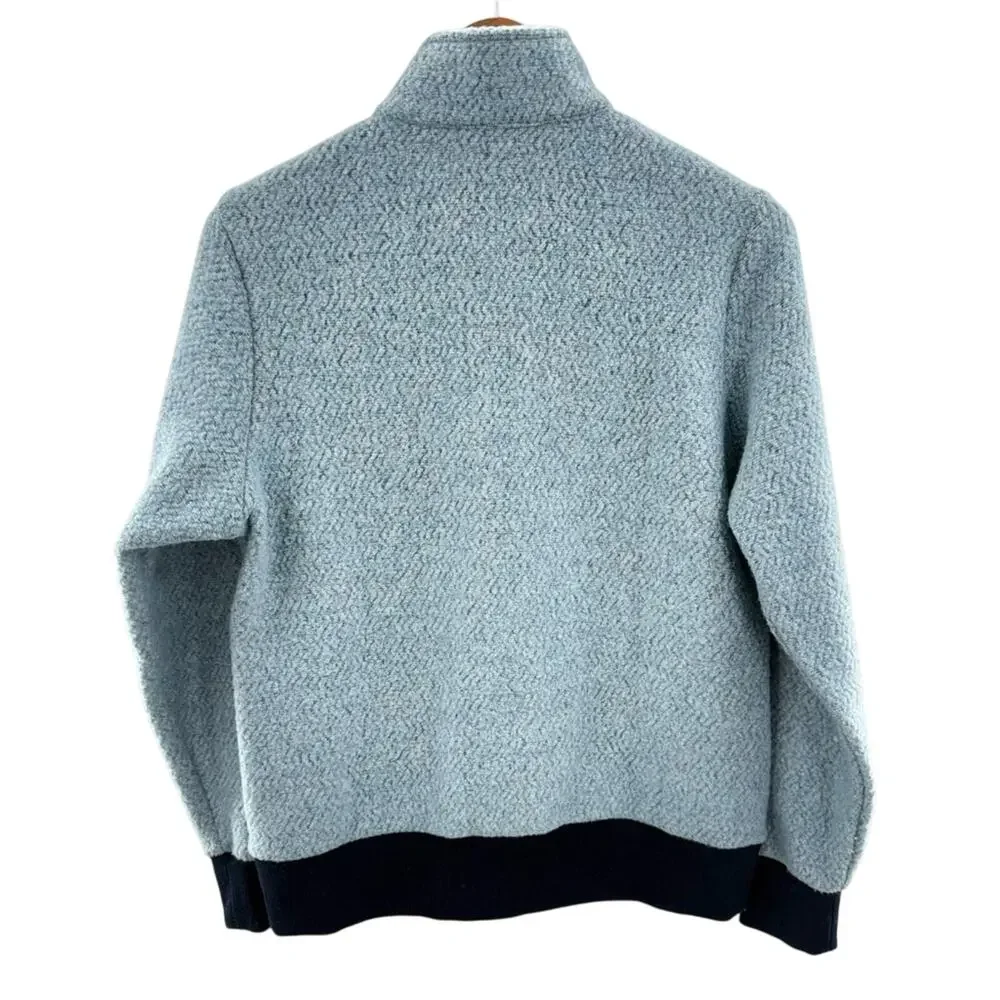 Patagonia Woolyester Fleece Wool Blend Full Zip Jacket Baby Blue & Navy Size Med - Picture 6 of 9